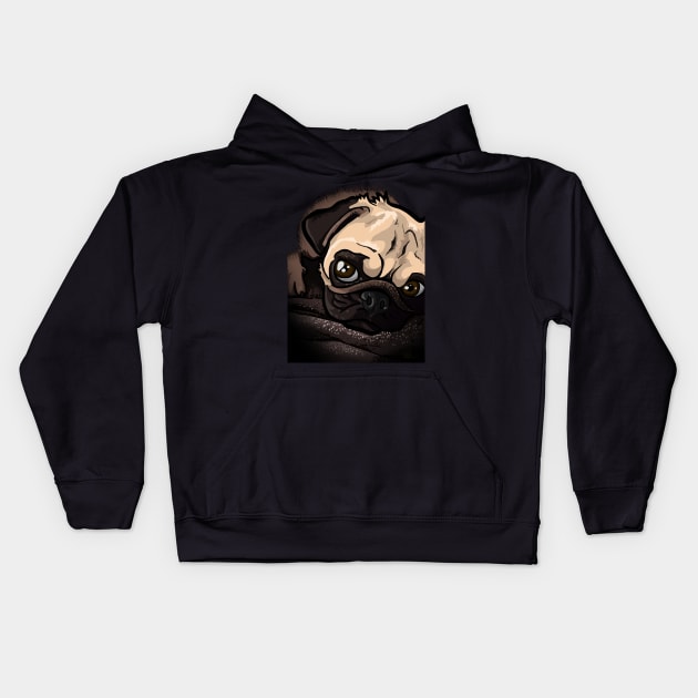 Pug in a Blanket Kids Hoodie by binarygod